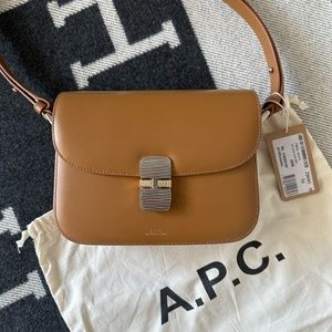 Authentic A.P.C. Grace Small Bag in Honey Brown Gold Silver Hardware